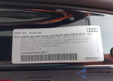 2017 Audi A4 2.0T Premium z USA, uszkodzony, nr VIN WAUANAF4XHN038871